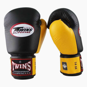 Guantes Muay Thai Twins Special BGVL3 Negro-Amarillo