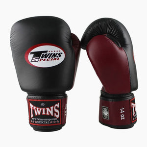 Guantes Muay Thai Twins Special BGVL3 Borgoña-negro