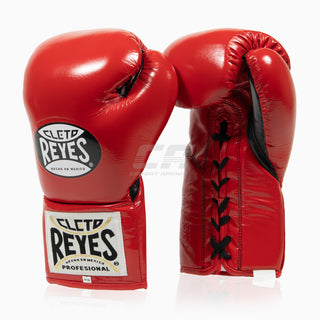 Guantes de boxeo Cleto Reyes Professional CB2 Rojo-Negro con cordones 