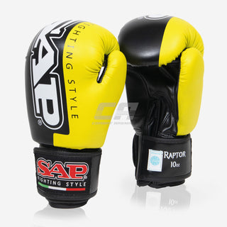 Guantes de boxeo Raptor SAP WAKO Negro-Amarillo